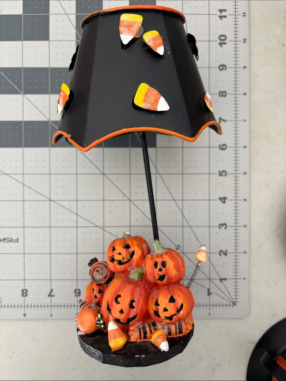 Halloween Pumpkin Cluster Table Lamp - Tea light holder - Black and Orange